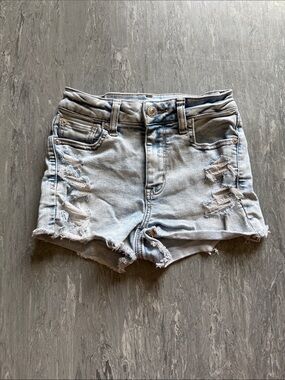 American Eagle Outfitters Light Blue Distressed Denim Cutoff Shorts